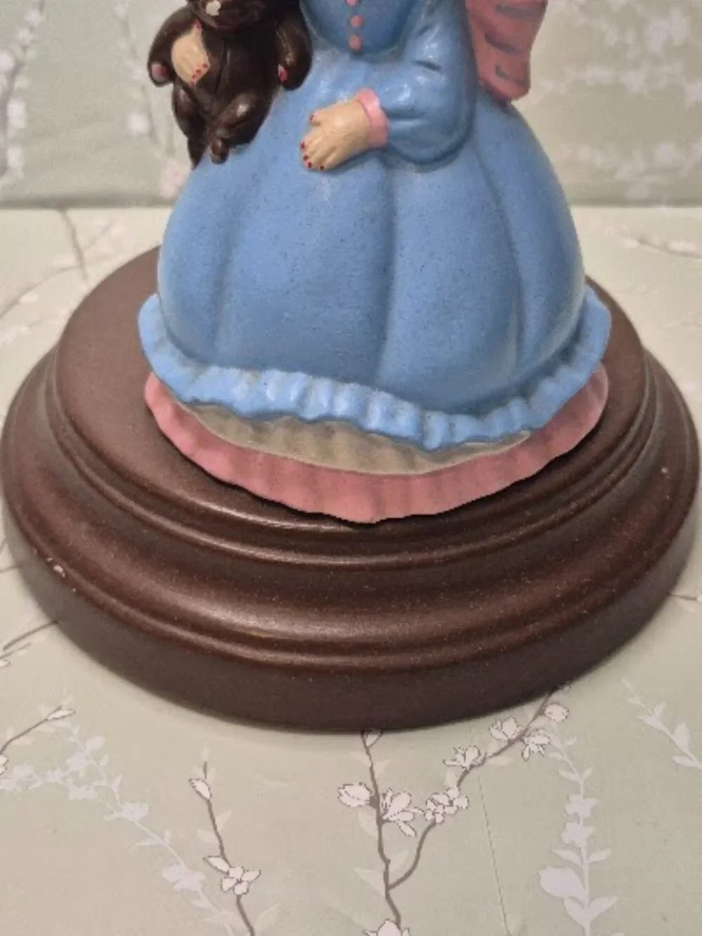 Vintage Girl With Teddy Bear Figurine